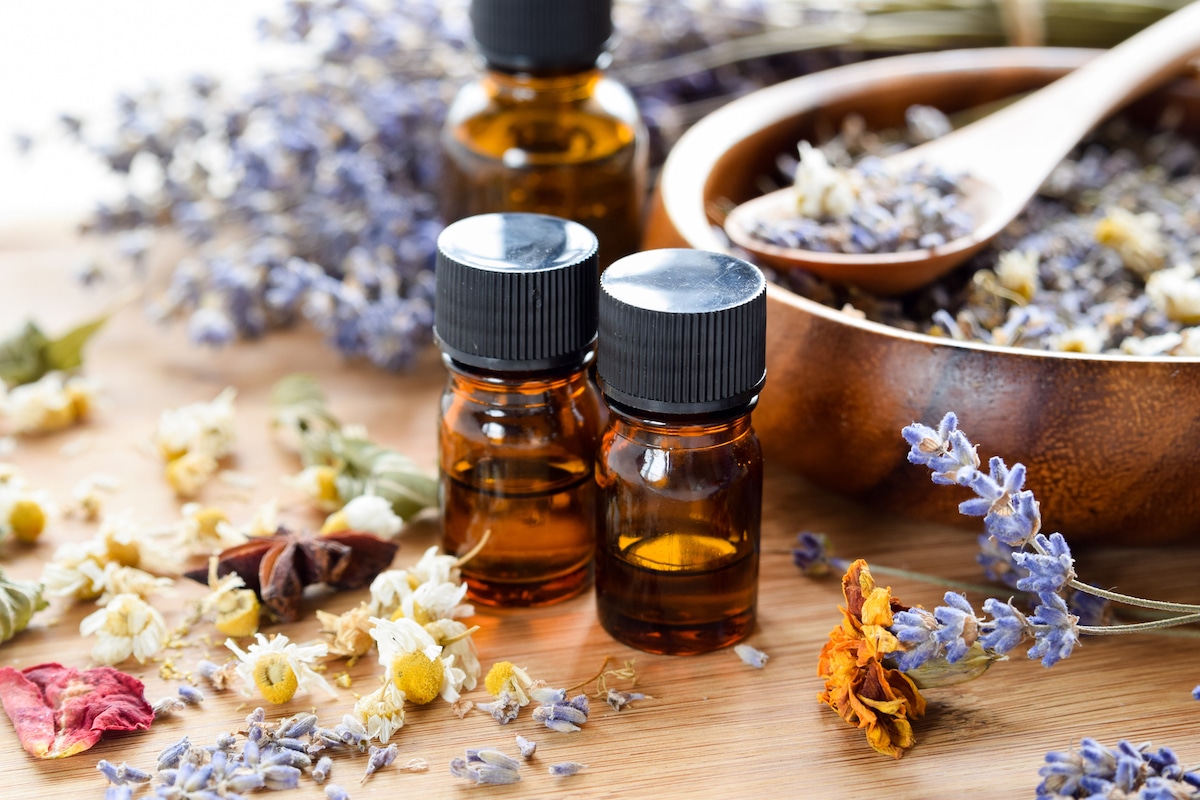 Essential oils of lavender and chamomile.