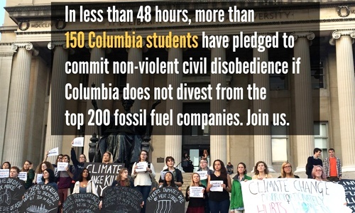 Columbia Students Pledge to Engage in Civil Disobedience Unless University Divests From Fossil Fuels