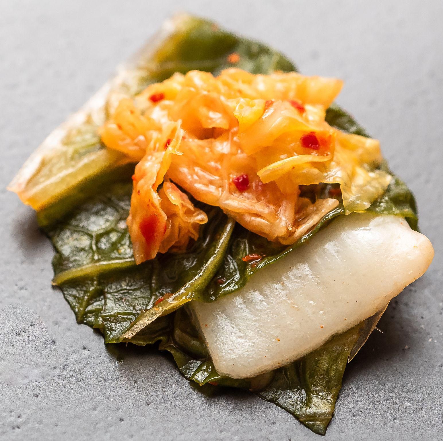 BlueNalu's cell-cultured yellowtail in a kimchi recipe.