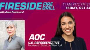 AOC Joins Jane Fonda for Fire Drill Friday on Importance of November Victory for Earth