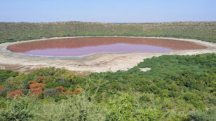Mystery as Indian Crater Lake Turns From Green to Pink