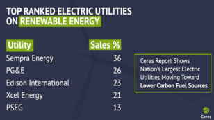30 Largest Electric Utilities Ranked on Advances in Renewable Energy and Efficiency