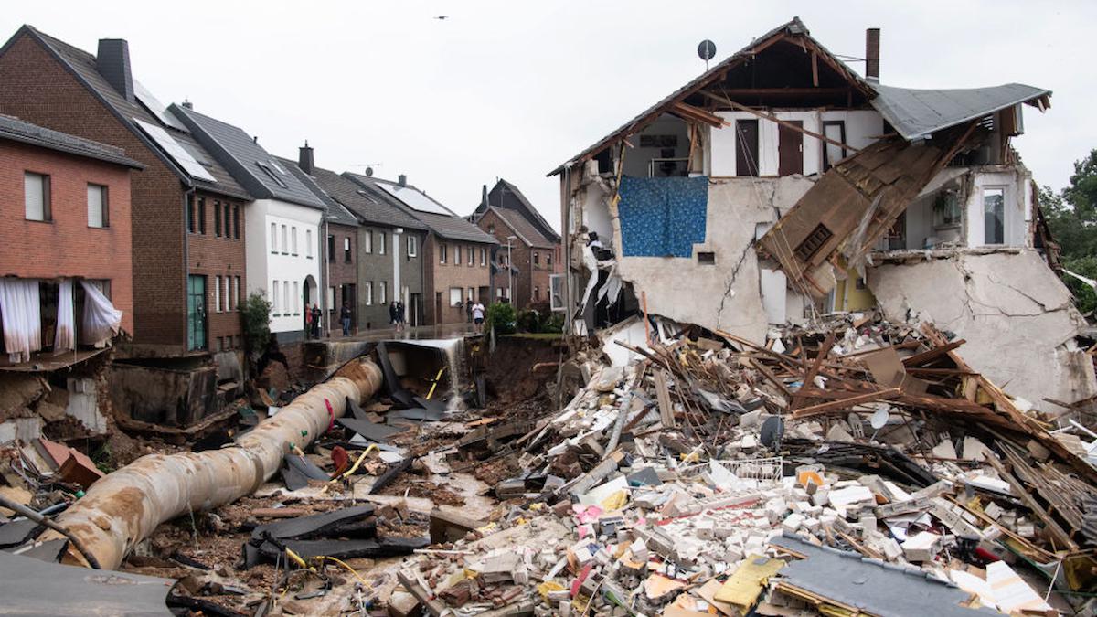 An area completely destroyed by the flood in Germany.