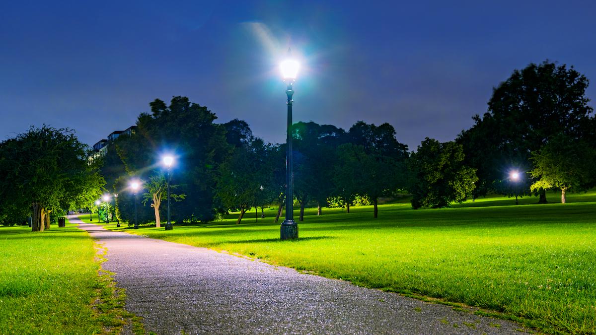 Nighttime in Primrose Hill park, London, England.