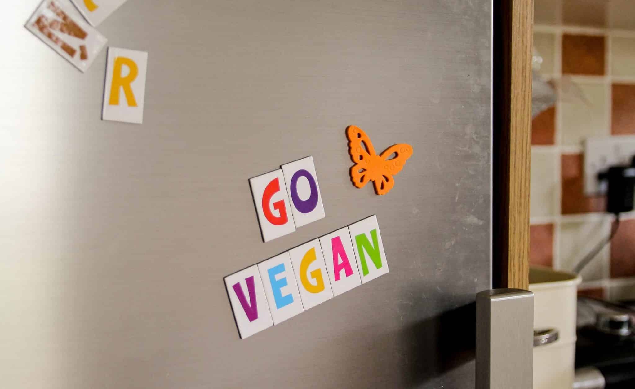 go vegan magnet on fridge