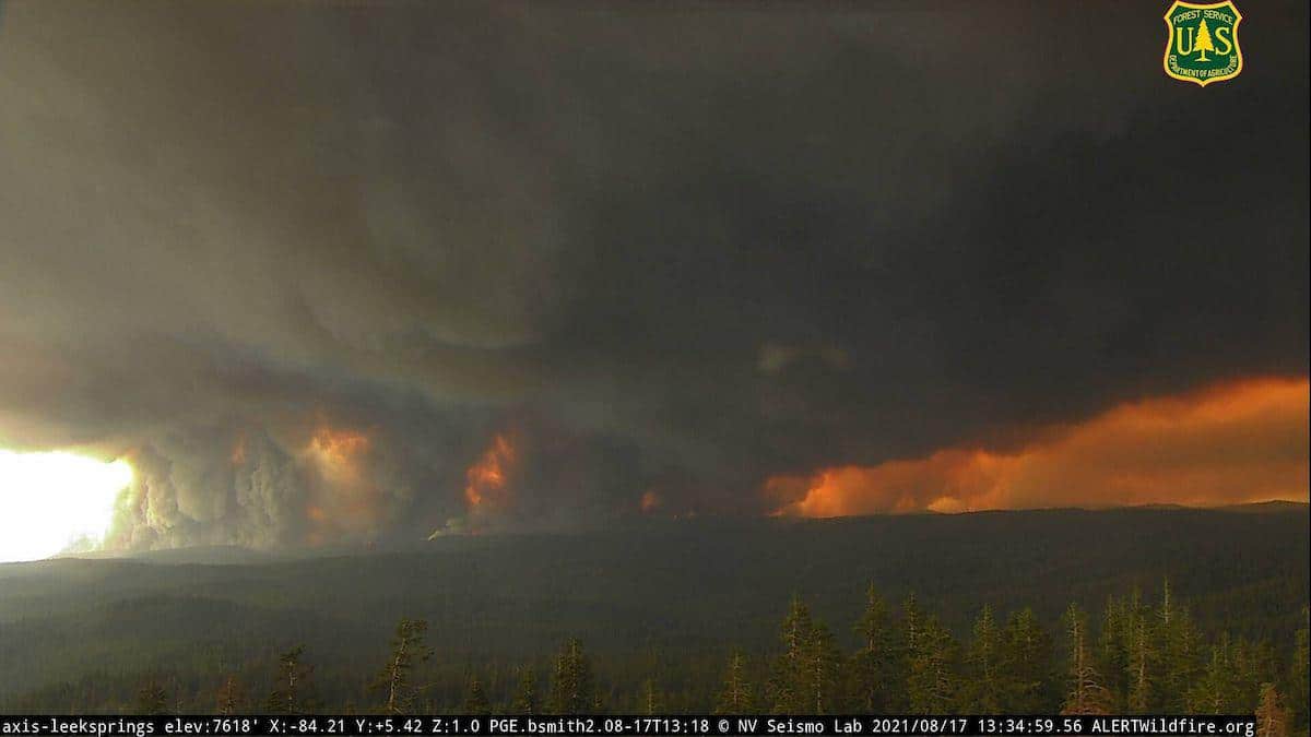 A view of the Caldor Fire in El Dorado County, California.