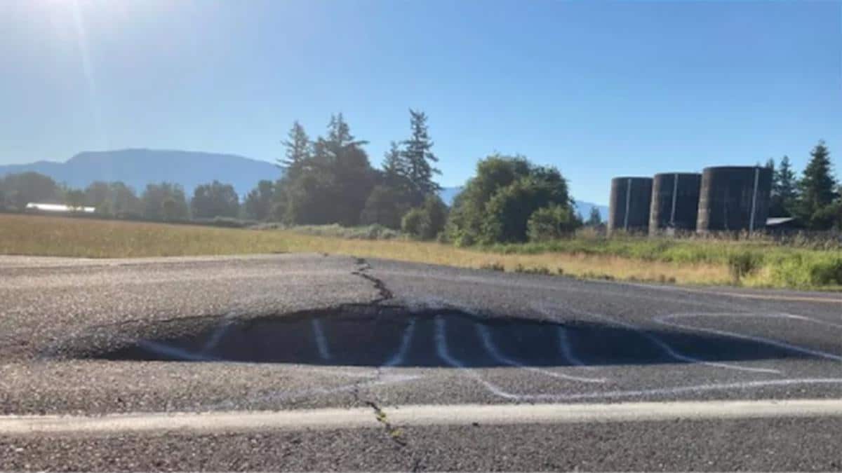 A road in Washington state buckled from the extreme heat.