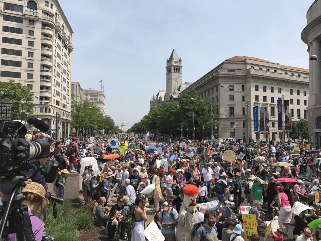 Activists gathered for the People's Climate March in Washington, DC, Saturday on April 29, 2017