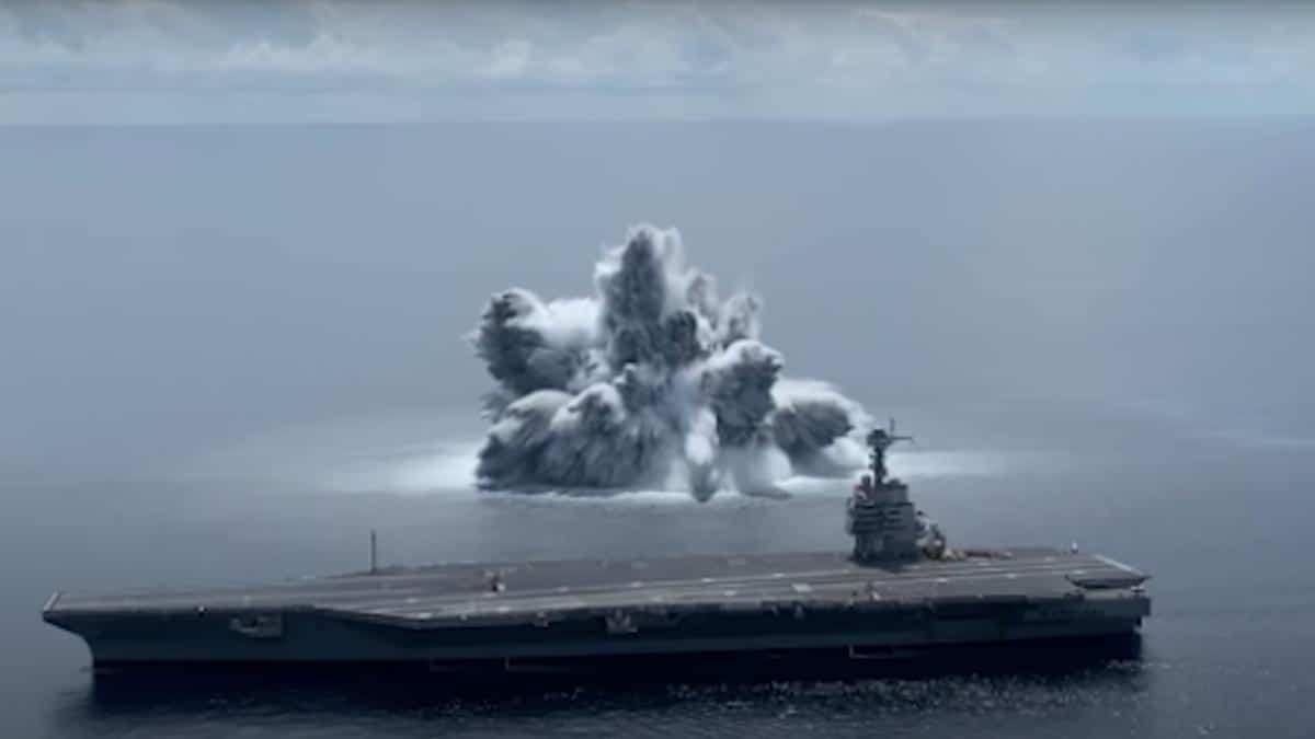 The U.S. Navy uses live explosives in the Atlantic Ocean.