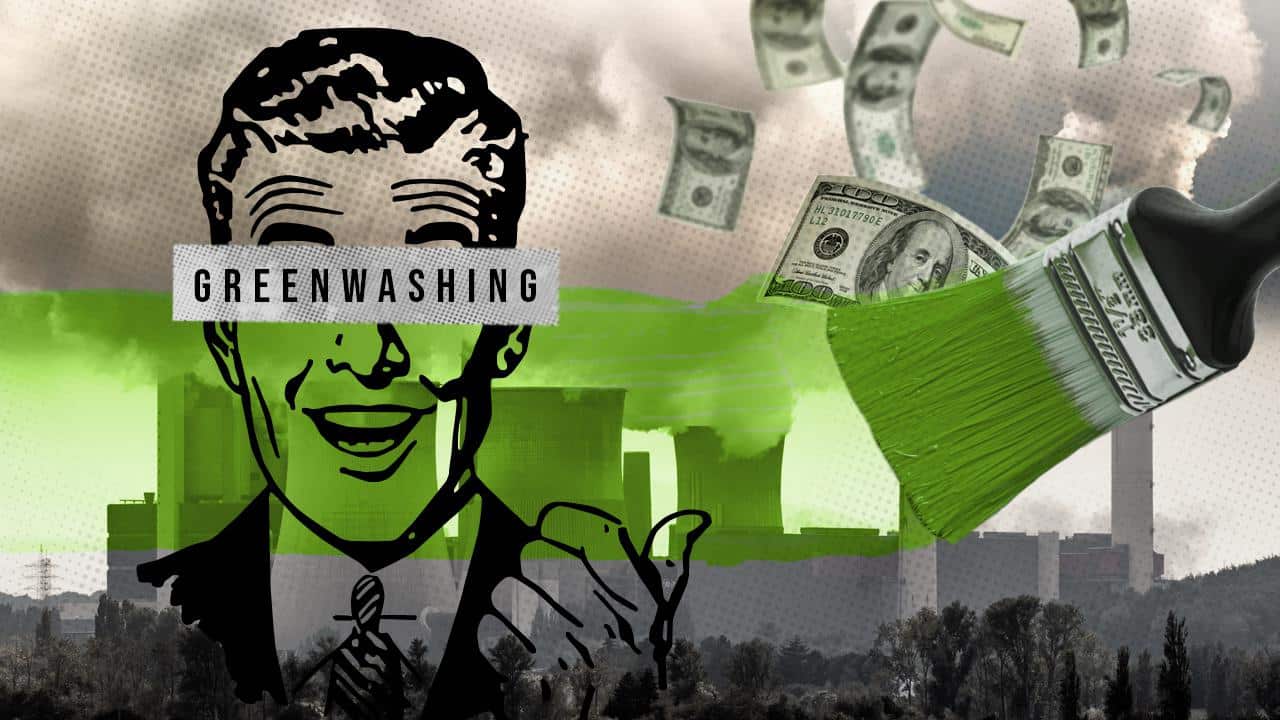 corporate greenwashing illustration