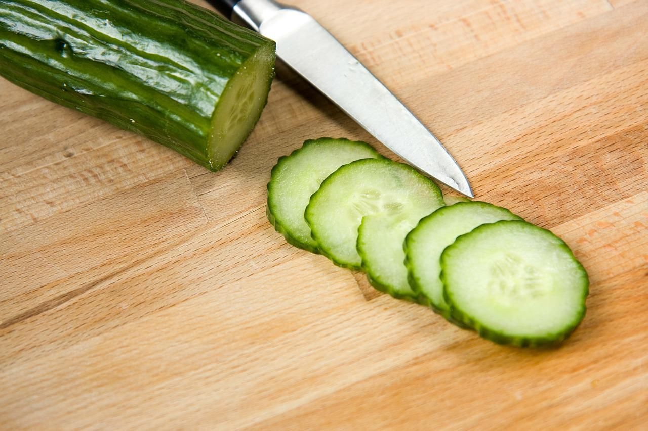 cucumber on cutting board