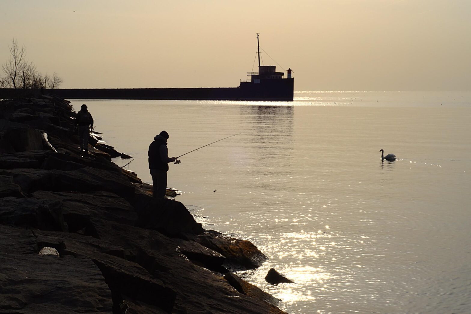 Anglers on Lake Ontario