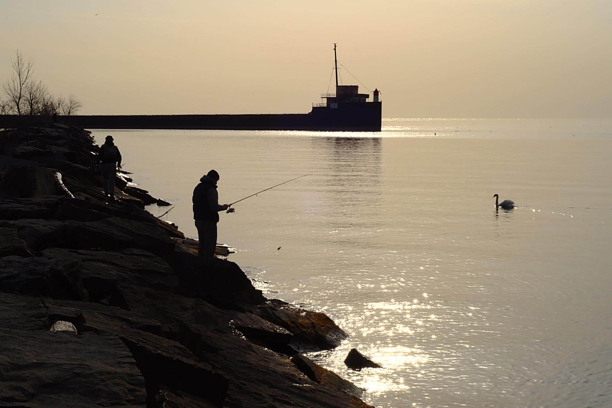 Anglers on Lake Ontario