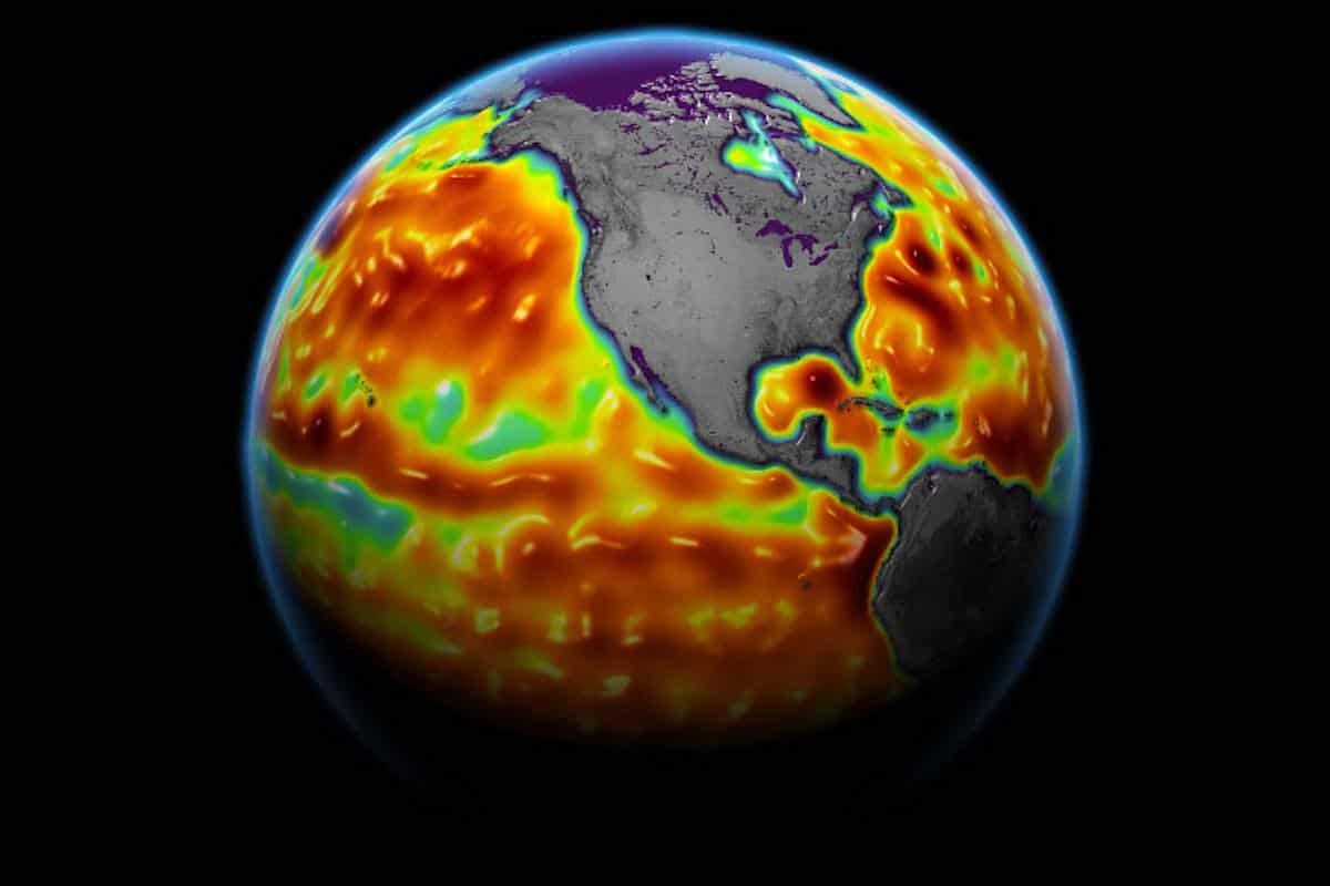 ​The Sentinel-6 Michael Freilich satellite measures sea surface height and other ocean surface features.