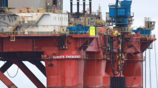Greenpeace Activists Stop BP Rig Bound for North Sea, Stalling Plan to Drill for 30 Million Barrels of Oil