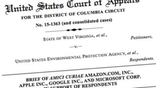 Apple, Google, Amazon and Microsoft File Amicus Brief in Support of the Clean Power Plan