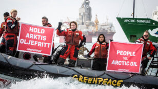 Actress Lucy Lawless Joins Greenpeace Protest Against Arctic Drilling