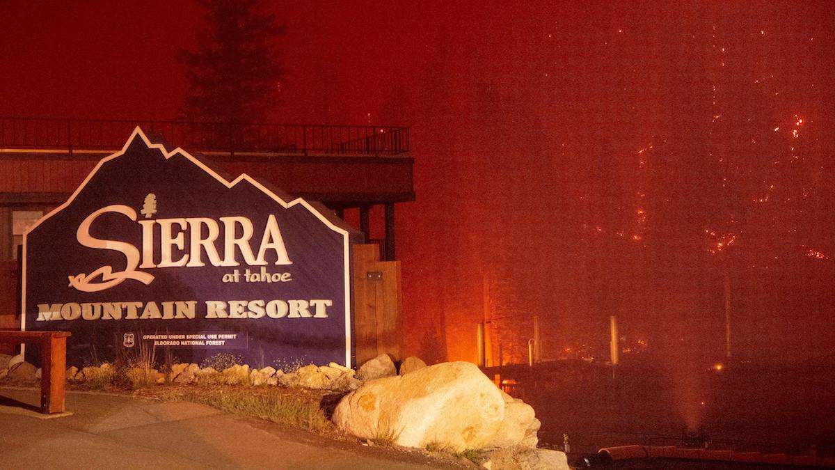 ​Flames surround the Sierra-at-Tahoe Resort.