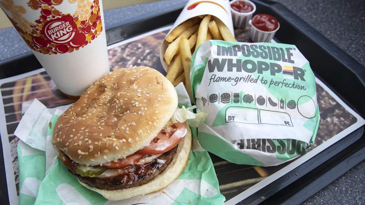 A meatless Impossible Whopper at a Burger King restaurant.