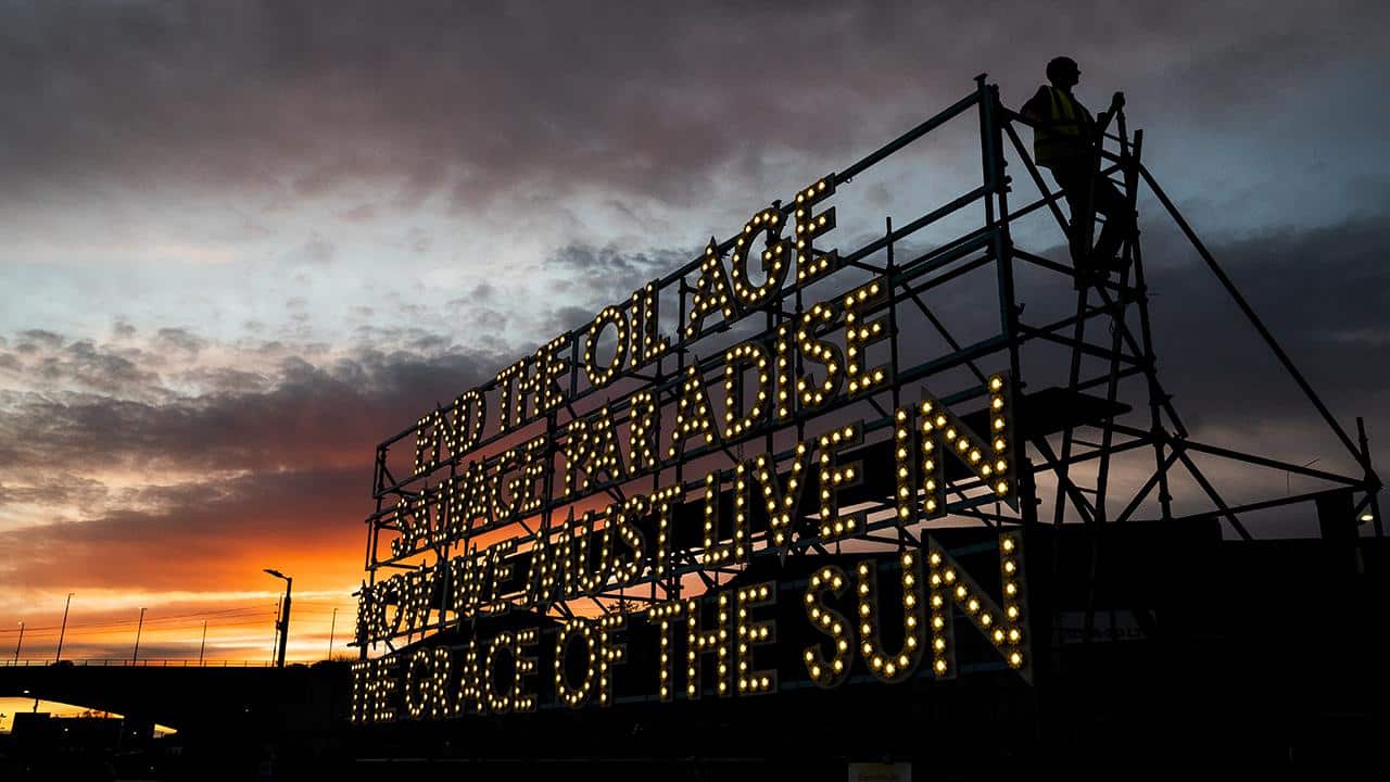 giant solar powered light poem