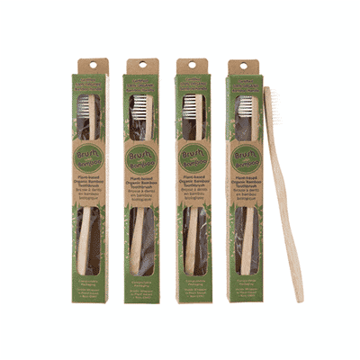 Brush with Bamboo Toothbrush with Plant-Based Bristles
