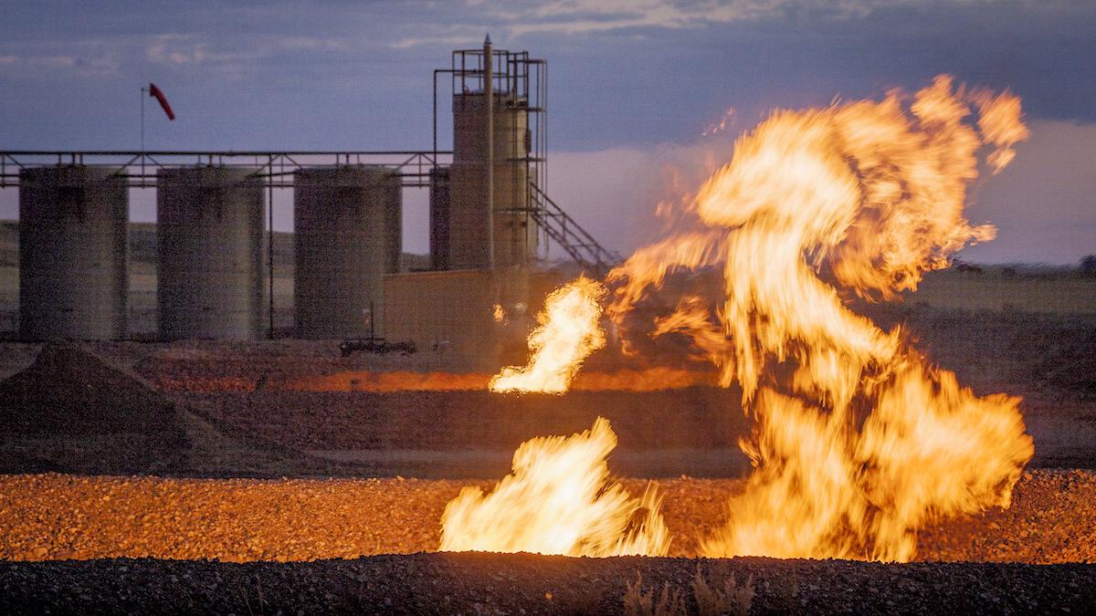 ​Methane flames from a flaring pit.