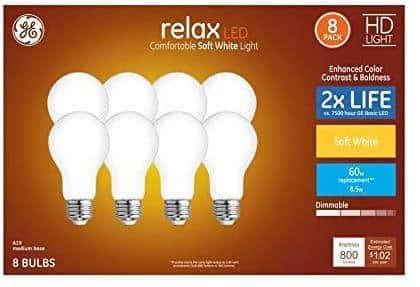 GE Relax Dimmable Warm White bulb box