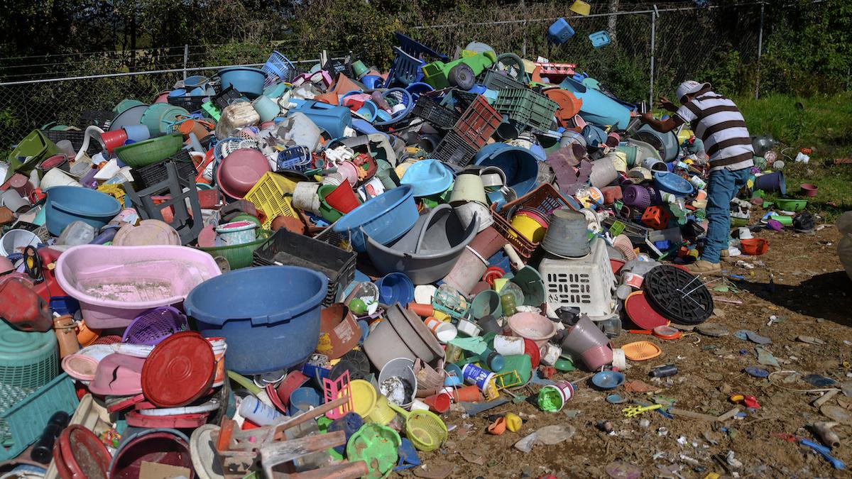 Plastic waste at a recycling center in Mexico.