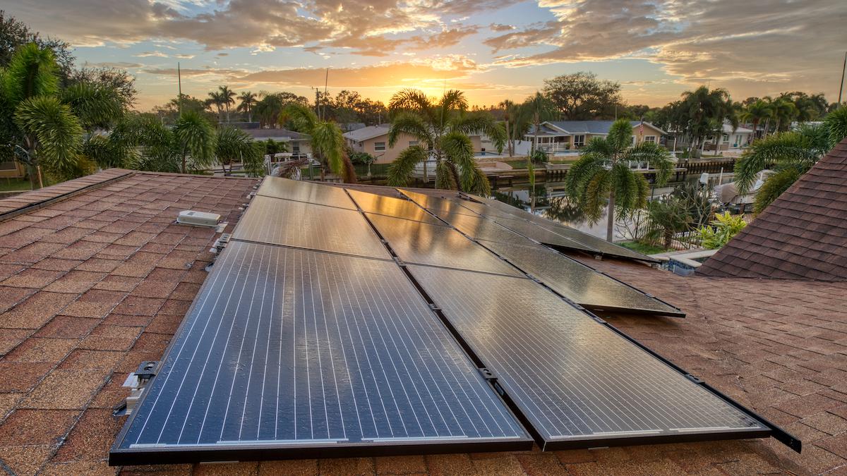 ​Rooftop solar panels on a house in Florida.