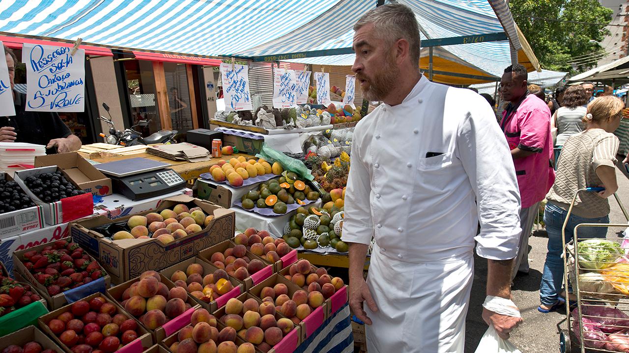 chef at outdoor food market