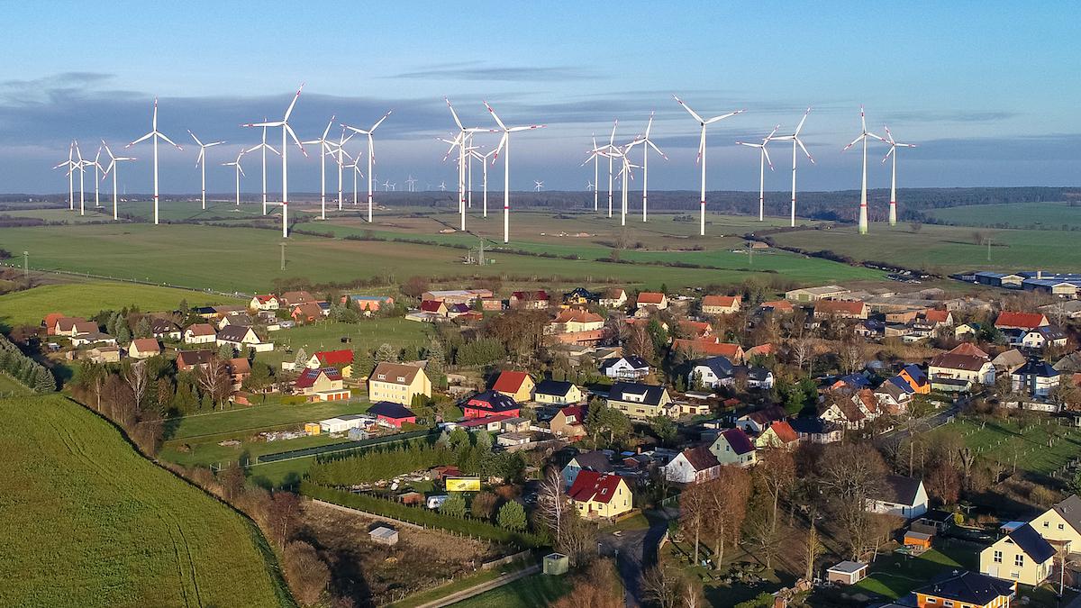 A wind energy park near Brandenburg, Germany.