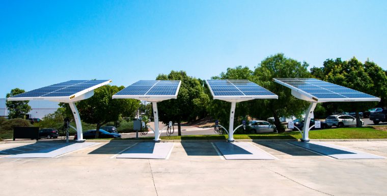 Beam solar trees shading parking spots