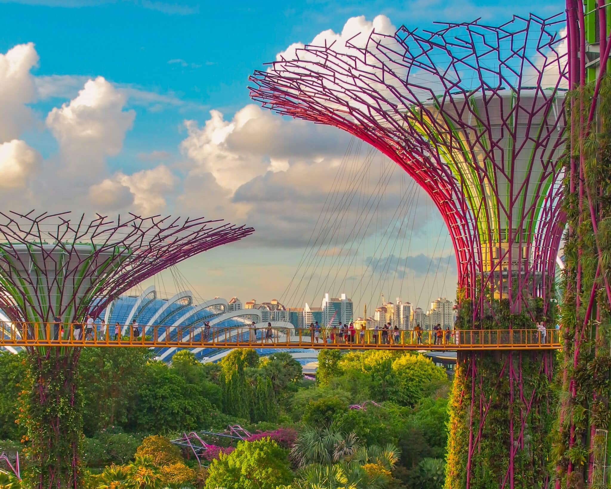 Solar trees in the Super Tree Grove at Gardens by the Bay, Singapore