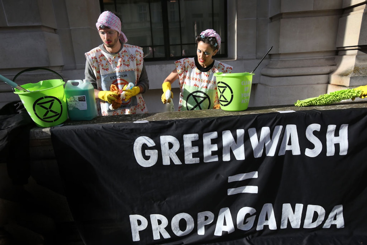 Climate activists protest against greenwashing