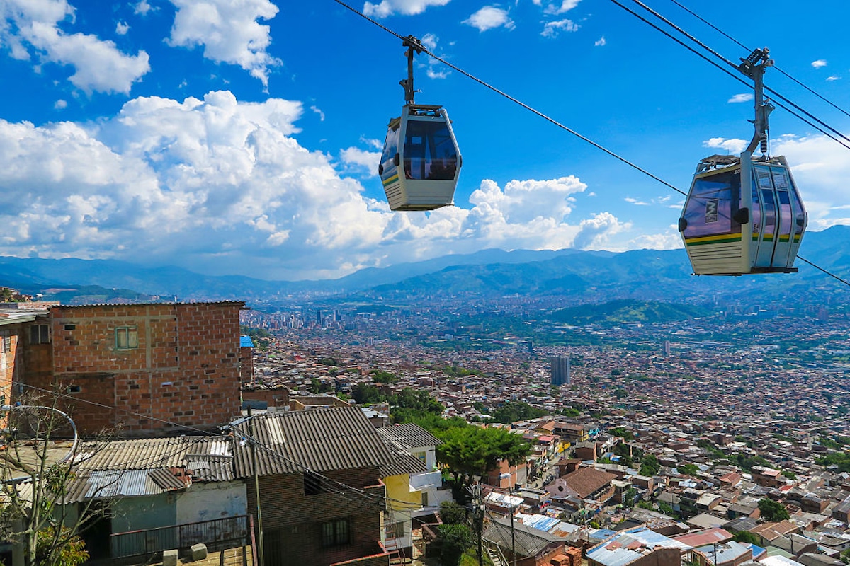 The Metrocable public transportation lift in Medellín, Colombia
