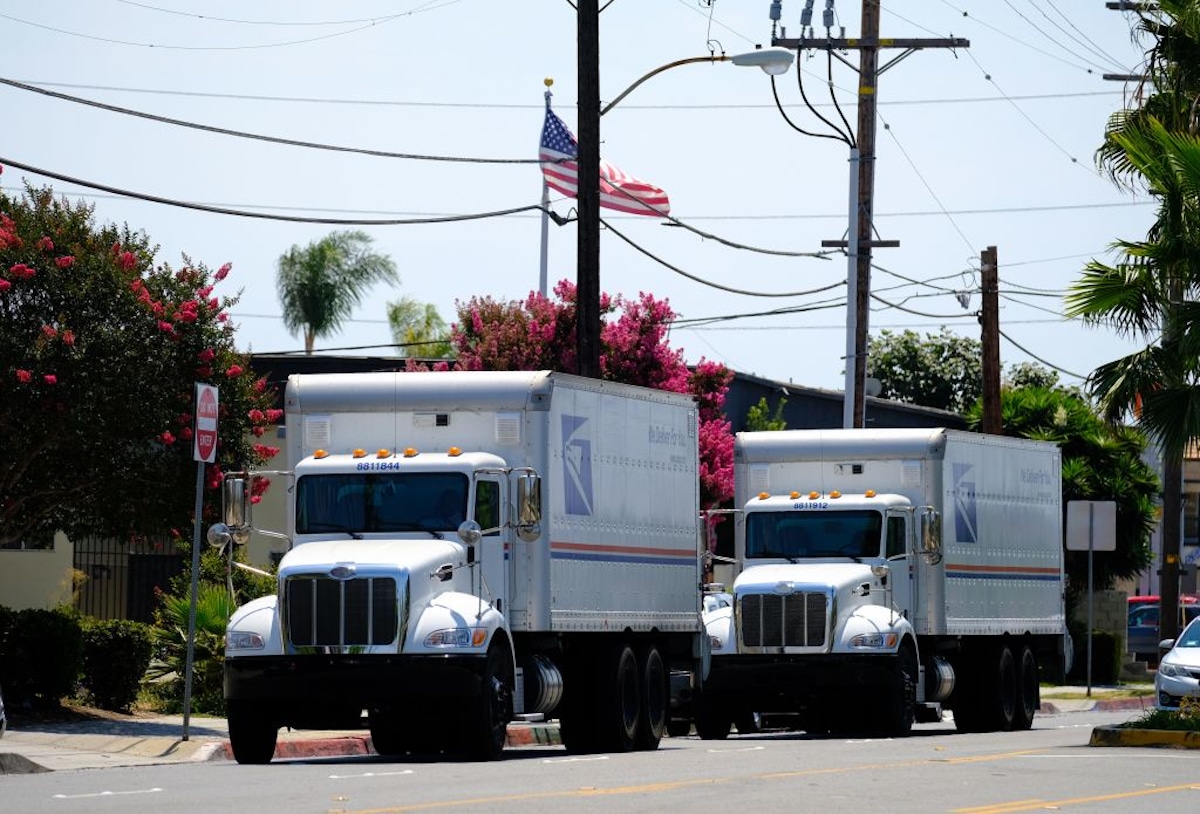 USPS trucks in Los Angeles