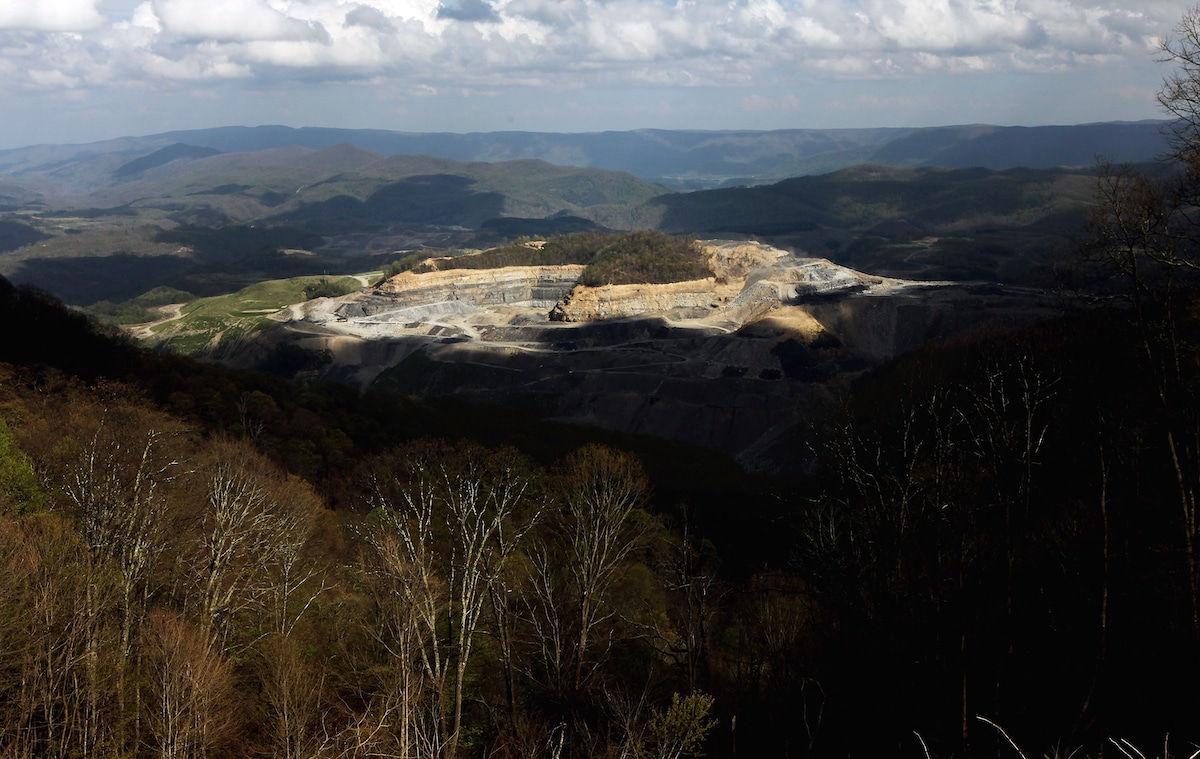 A mountaintop removal mining site in the Appalachian Mountains