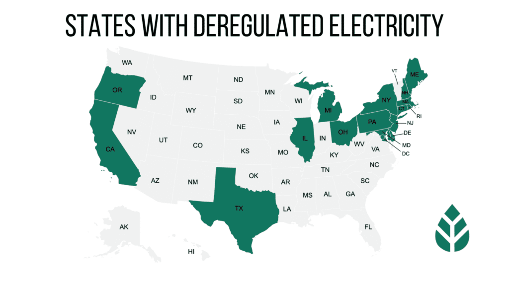 deregulated electricity map