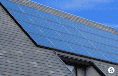 solar panels on a dark house roof