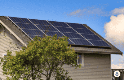 solar panels on a family house