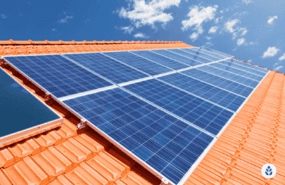 solar panels on a brick tile roof
