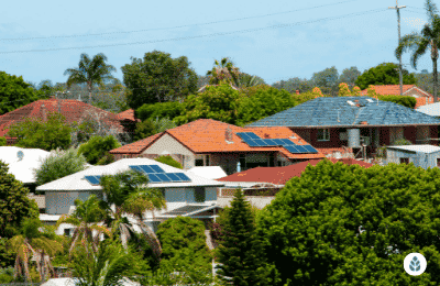 houses in a neighborhood with solar panels