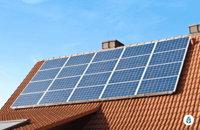 solar panels on a brick tile roof