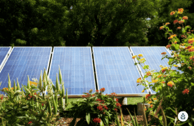 solar panels installed in a garden