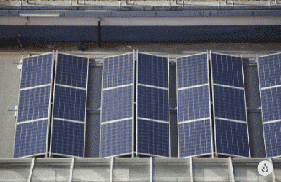 solar panel units on a big building
