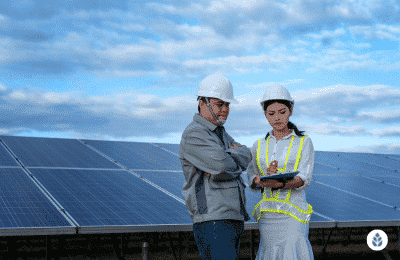 inspectors checking solar panel installation