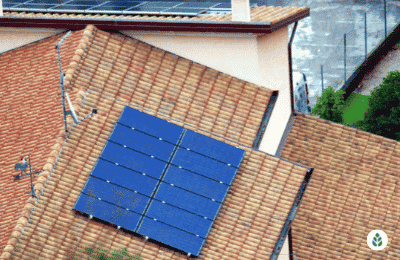 top view of solar panels on a house