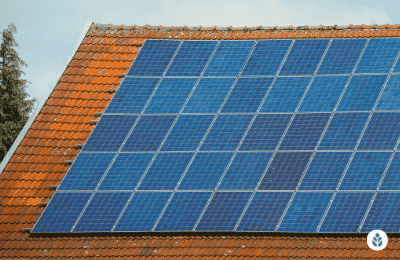 solar panels installed on a brick tile roof