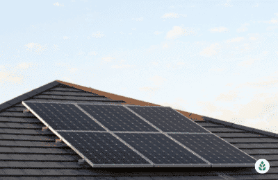 dark solar panels on a house roof