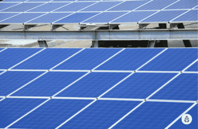 close-up of blue solar panels